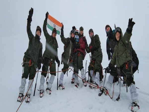 The ITBP team at Mount Kangchengyo in Sikkim.