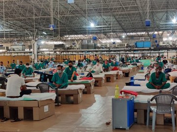 A visual of Sardar Patel COVID Care Centre and Hospital, Radha Soami Satsang Beas in Chhatarpur. 