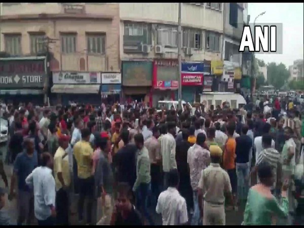 Locals protest after two men behead man in broad daylight in Udaipur's Maldas street area (Photo/ANI)