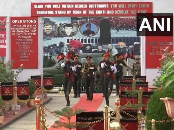 Passing out parade of the new recruits in Jammu-Kashmir Light Infantry on Saturday in Srinagar. Photo/ANI
