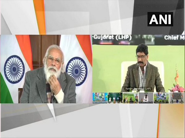 Jharkhand Chief Minister Hemant Soren at a foundation stone laying ceremony. 