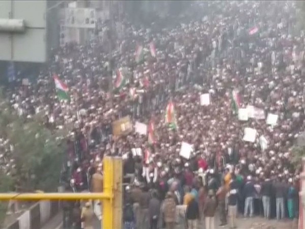Visual from the protest site in Jaffrabad, Delhi. Photo/ANI