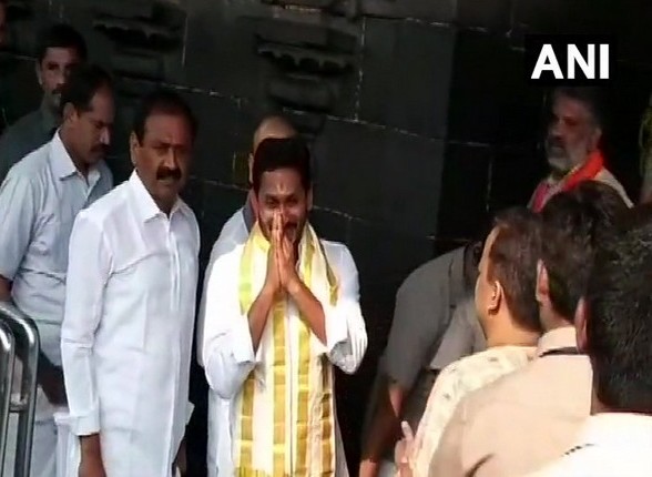 Andhra Pradesh Chief Minister-designate YS Jagan Mohan Reddy at Lord Venkateswara temple in Tirumala, Andhra Pradesh on Wednesday.