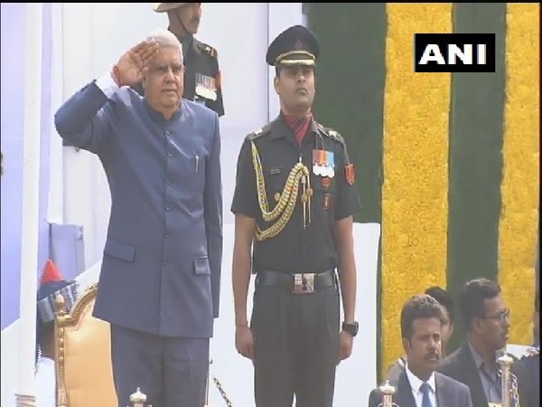 West Bengal Governor Jagdeep Dhankhar at the Republic Day parade in Kolkata on Sunday. 