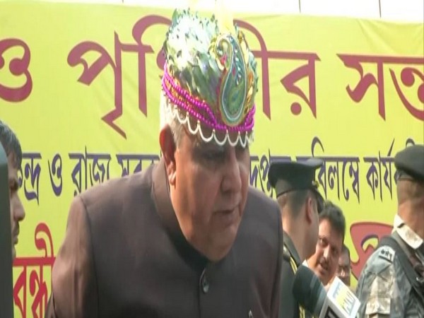 West Bengal Governor Jagdeep Dhankar speaking to media persons in Kolkata on Tuesday. Photo/ANI