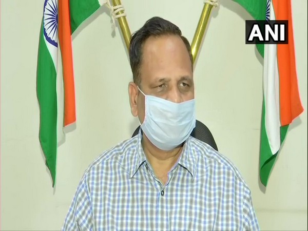 Delhi Health Minister Satyendar Jain speaking to media on Thursday. (Photo/ANI) 