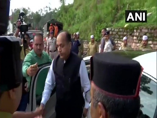 Himachal Pradesh Chief Minister Jai Ram Thakur visiting the building collapse site in Solan on July 15. Photo/ANI