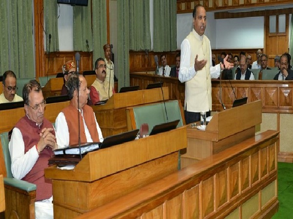 Himachal Pradesh Chief Minister Jairam Thakur speaking in Vidhan Sabha in Shimla on Tuesday.