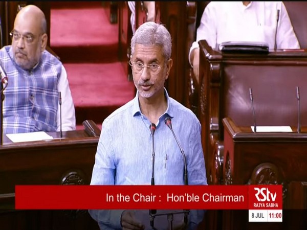 External Affairs Minister S Jaishankar while taking oath as the Rajya Sabha MP on Monday in New Delhi. (Picture Courtesy: Rajya Sabha TV)