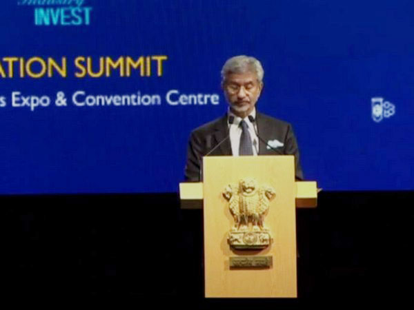 External Affairs Minister S Jaishankar addressing the Business Summit in Singapore on Monday. (ANI/Photo)