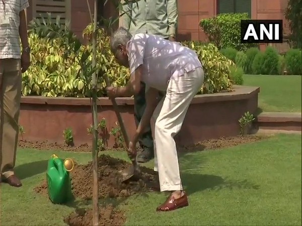 External Affairs Minister Subrahmanyam Jaishankar planting a sapling at Jawaharlal Nehru Bhawan in New Delhi (Photo/ANI)