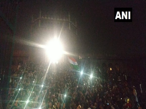 Protest continues at Delhi's Jama Masjid on Friday evening.