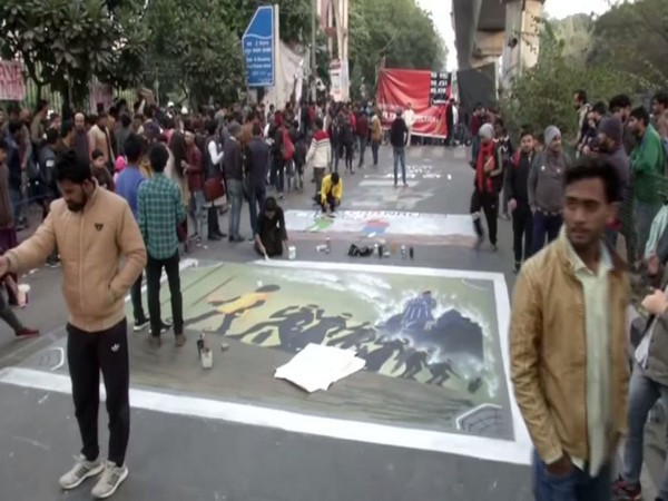 Visuals from outside JMI University in New Delhi on Thursday. Photo/ANI