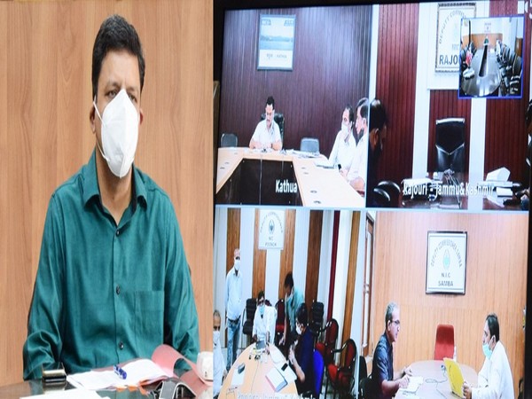 Divisional Commissioner Jammu, Sanjeev Verma at the video conference meeting on Thursday. 