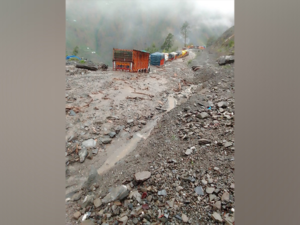 Jammu-Srinagar National Highway blocked due to landslides at several places. (ANI/photo)