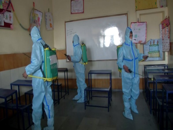 Sanitisation of classrooms underway at a school in Jammu (Photo/ ANI)