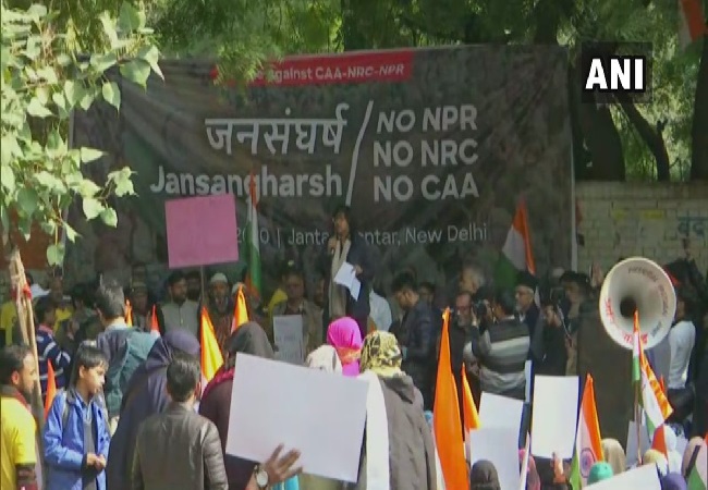 A visual of protest at Jantar Mantar in New Delhi on Wednesday. (Photo/ANI)
