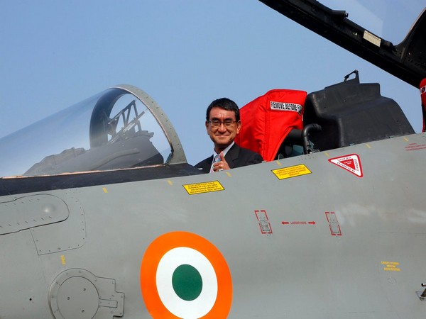 Japanese Defence Minister Taro Kono was seen onboard a Su-30 MKI aircraft on Saturday