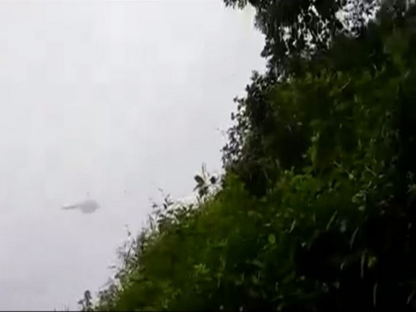 IAF helicopter flying over Nilgiris district in Tamil Nadu. (Photo source: Locals present near accident spot)
