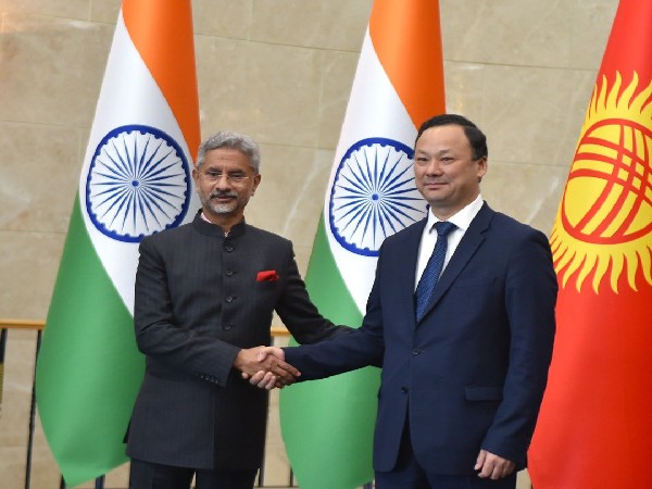 External Affairs Minister S Jaishankar with Kyrgyzstan Foreign Minister Ruslan Kazakbaev
