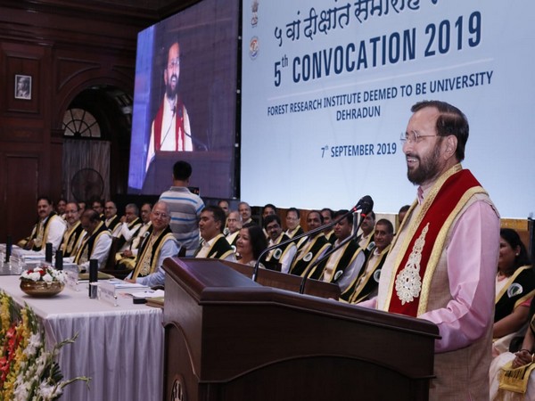 Union Minister Prakash Javadekar addresssing students in Dehradun, Uttarakhand on Saturday 
