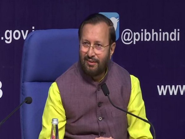 Union Minister Prakash Javadekar speaking to media in New Delhi on Sunday. Photo/ANI