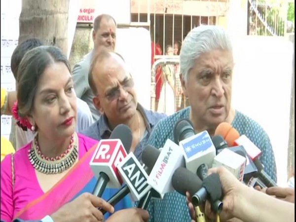 Shabana Azmi and Javed Akhtar talking to media persons in Mumbai on Monday. Photo/ANI