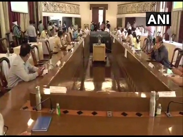 Union Minister Prakash Javadekar participated in a review meeting over COVID-19 situation, in Pune [Photo/ANI]