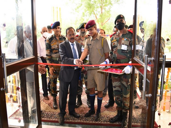 NSA Ajit Doval inaugurating the new cadet mess at Ajmer's military school. (ANI)