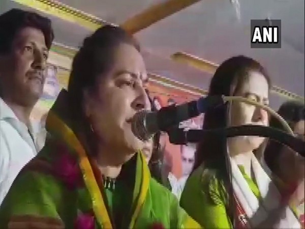 actor-turned-politician Jaya Prada addressing a public rally at Rampur