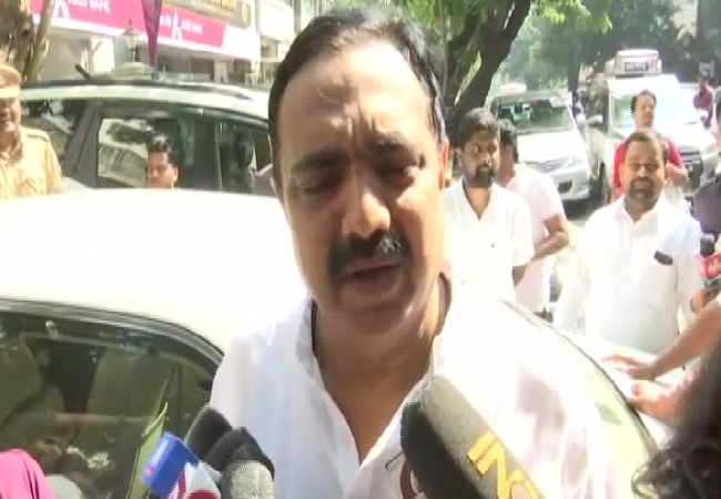 NCP leader Jayant Patil speaking to media in Mumbai, Maharashtra on Sunday.
