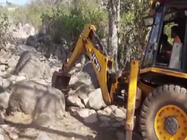 Road construction work in Sanmandra village. (ANI/photo)
