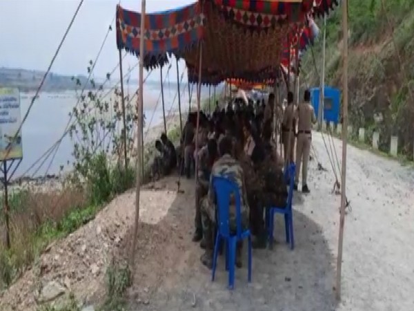 Visual of security near river Krishna in Andhra Pradesh (Photo/ANI)