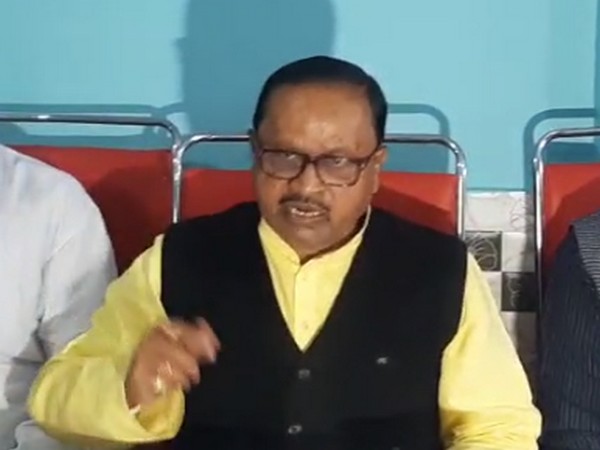 JDU MLA Gopal Mandal at the press conference on Thursday.