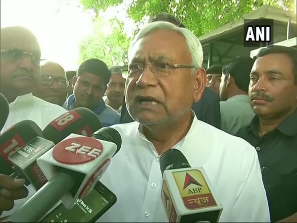 Bihar Chief Minister Nitish Kumar talking to reporters in New Delhi on Thursday. (Photo/ANI)
