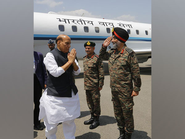 Defence Minister Rajnath Singh arrives in Srinagar on Thursday. (Photo/ANI)