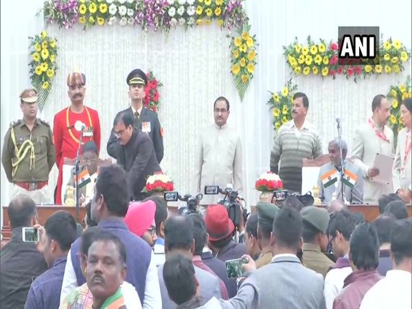 A visual from oath taking ceremony in Ranchi on Tuesday. Photo/ANI