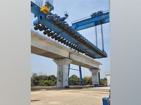 Girder launcher placed on viaduct of bullet train. (Photo/Twitter/Ashwini Vaishnaw)