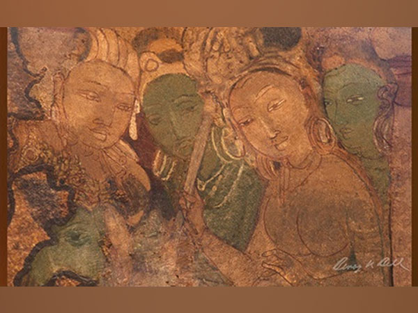Section of the Earliest Surviving Hindu Painting Photographed and Digitally Restored by Benoy K Behl, Copyright with Sapio Analytics and Benoy K Behl