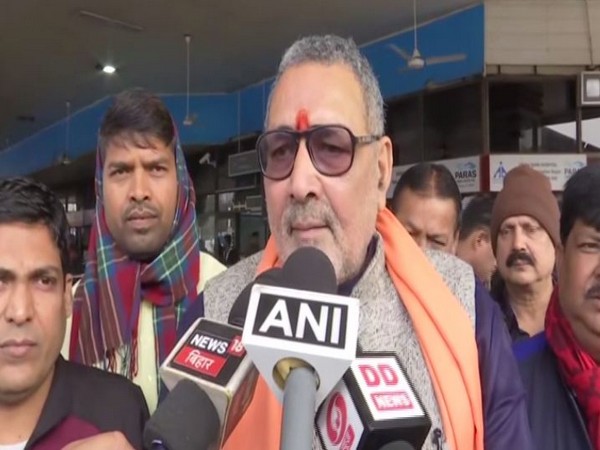 Union Minister Giriraj Singh in Patna in Bihar on Sunday. Photo/ANI
