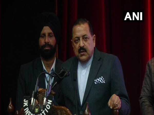 Union Minister Jitendra Singh speaking before a gathering in Jammu on Saturday. 