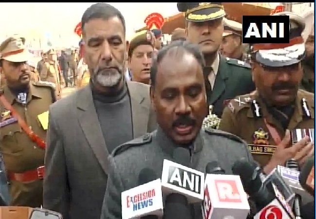 J-K Governor Lt Governor GC Murmu speaking to media in Baramulla on Wednesday.