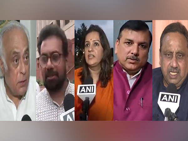 Congress leaderJairam Ramesh, CPI(M)'s John Brittas, Shiv Sena (UBT) MP Priyanka Chaturvedi, AAP leader Sanjay Singh, and BJP MP Praveen Khandelwal (From Left to Right) (Photo/ANI)