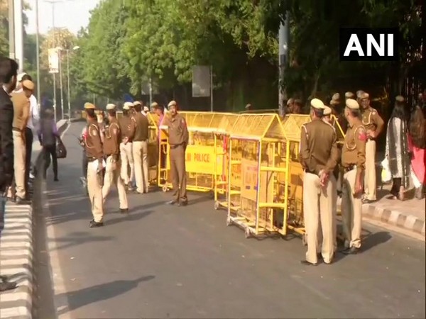 Heavy police deployment outside JNU in New Delhi on Monday 