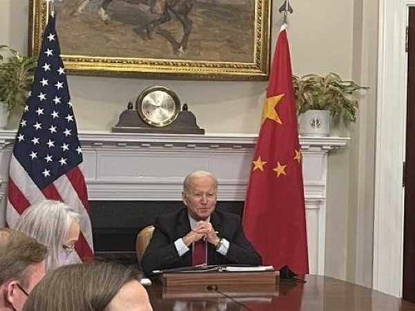 US President Joe Biden and other officials during a virtual meeting with Xi Jinping. (Pic courtesy: Meghan Hays, director message planning, WH)