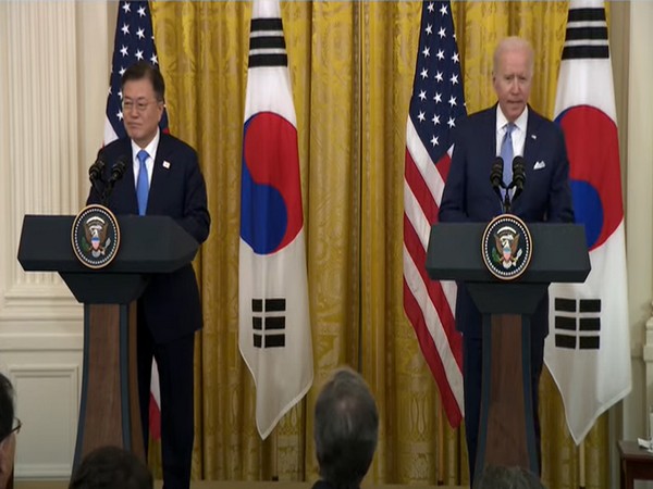 US President Joe Biden and President Moon Jae-in during a joint press conference. (File Photo)