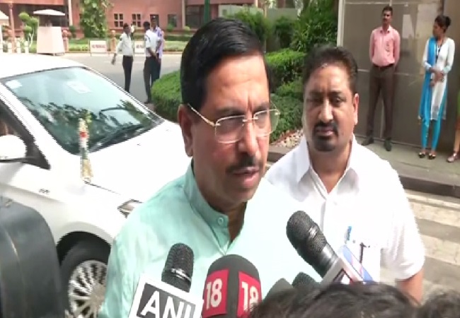 Union Minister Prahlad Joshi speaking to media in New Delhi on July 8. Photo/ANI