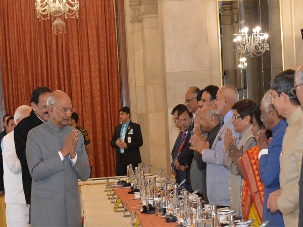 President Ram Nath Kovind meeting Governors and  Lieutenant Governors at Rashtrapati Bhavan in New Delhi on Sunday. Photo/@rashtrapatibhvn