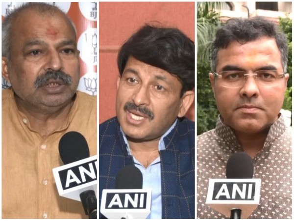 BJP leaders Adesh Gupta, Manoj Tiwari, Parvesh Verma (Photo/ANI)