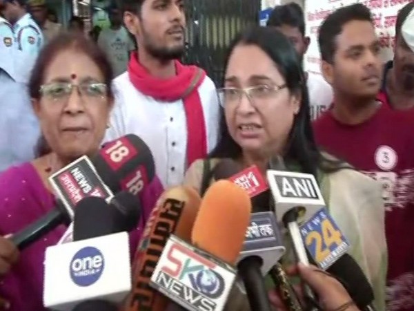 Samajwadi Party leader Juhi Singh speaking to reporters on Monday